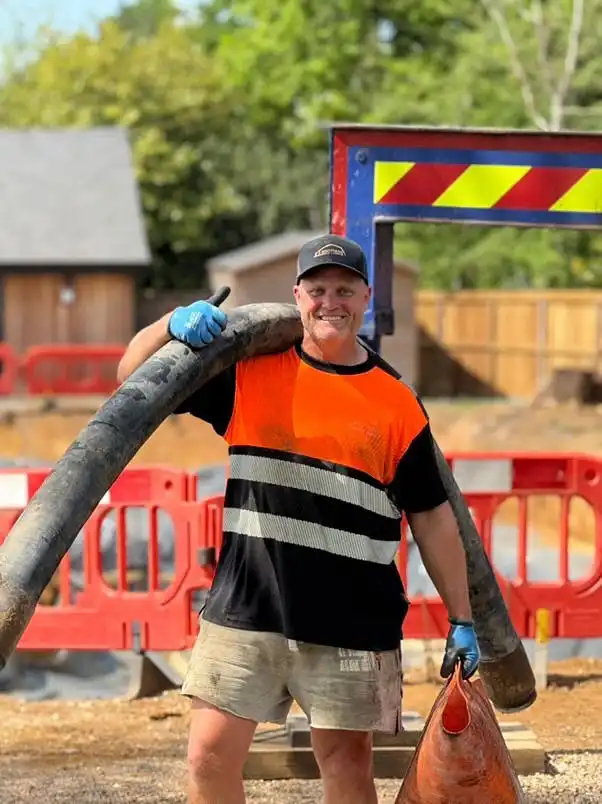 Happy 2 brothers concrete worker